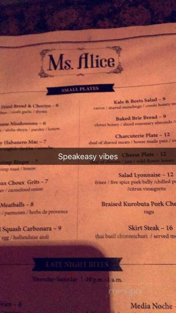 Ms Alice - Costa Mesa, CA menu_pic