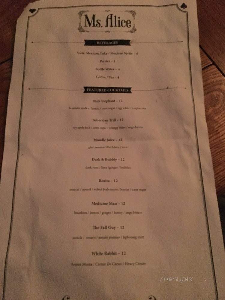 Ms Alice - Costa Mesa, CA menu_pic