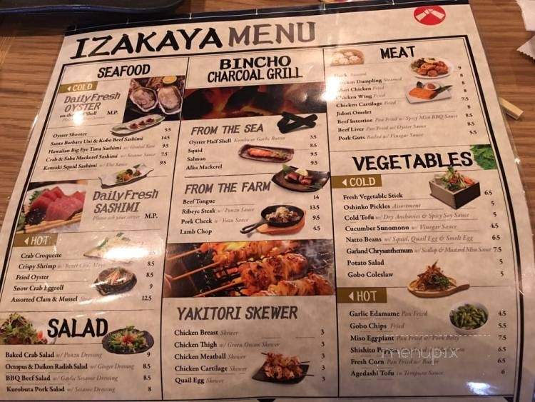 Izakaya Hachi - Costa Mesa, CA menu_pic