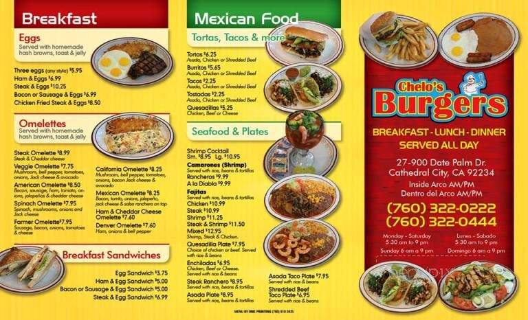 Chelo's Burgers - Indio, CA menu_pic