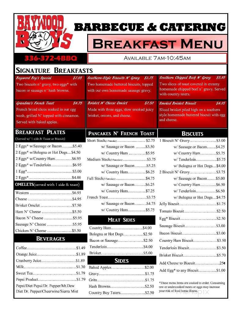 Baywood Boys - Sparta, NC menu_pic