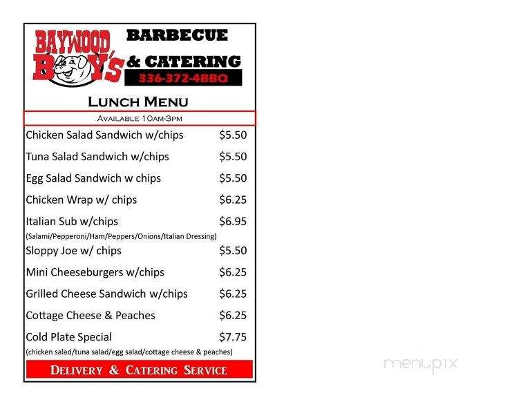 Baywood Boys - Sparta, NC menu_pic