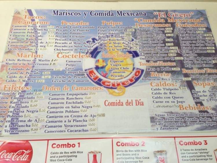 Mariscos El Guero - San Diego, CA menu_pic