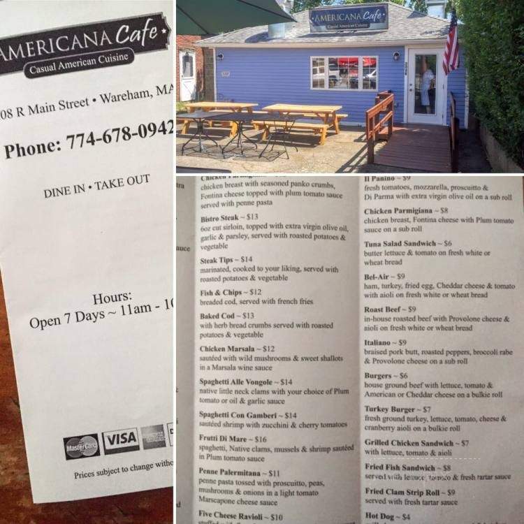 Americana Cafe - Wareham, MA menu_pic