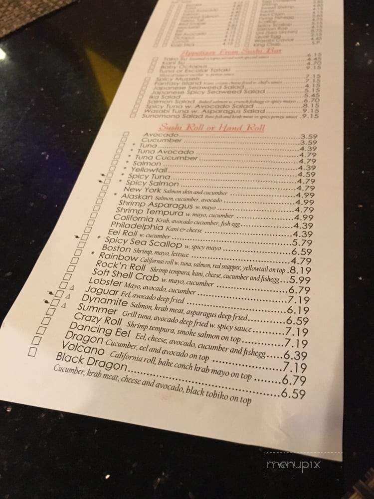 Fujiyama Japanese Hibachi & Sushi - Jacksonville, FL menu_pic