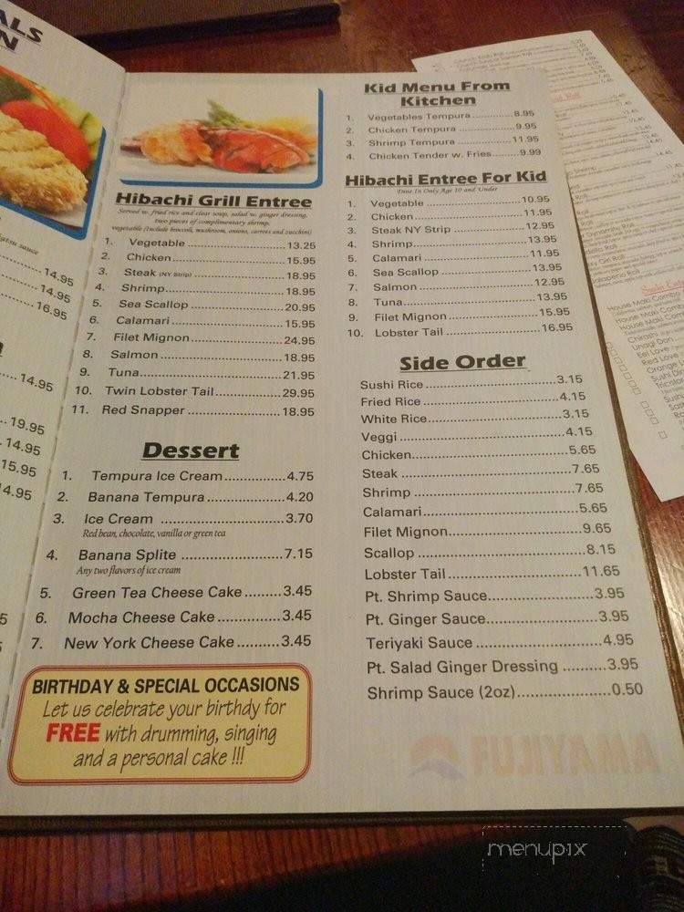 Fujiyama Japanese Hibachi & Sushi - Jacksonville, FL menu_pic