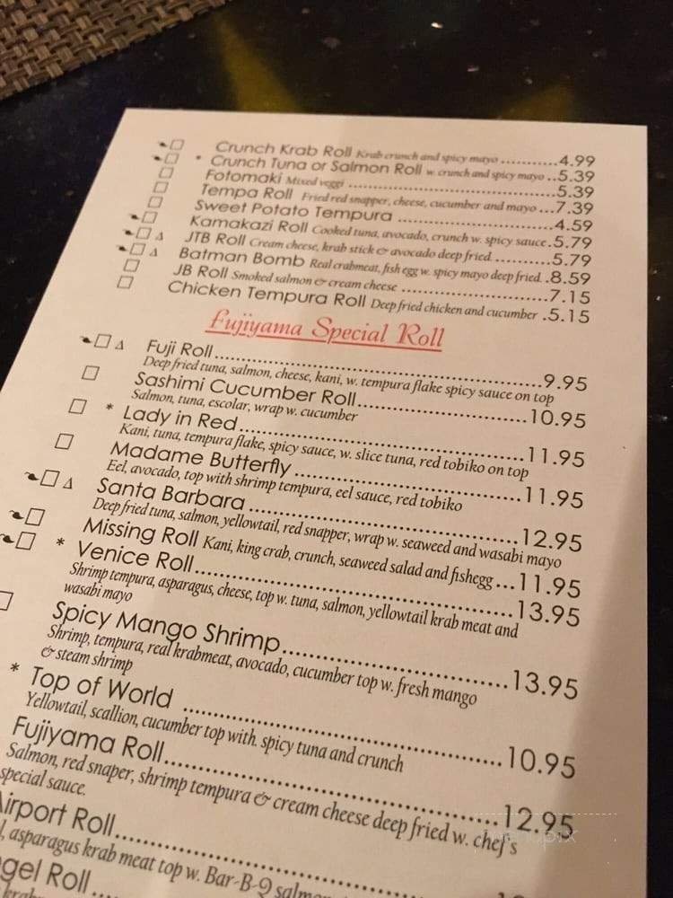 Fujiyama Japanese Hibachi & Sushi - Jacksonville, FL menu_pic