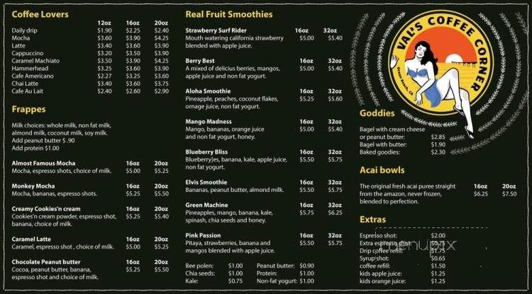 Val's Coffee Corner - San Diego, CA menu_pic