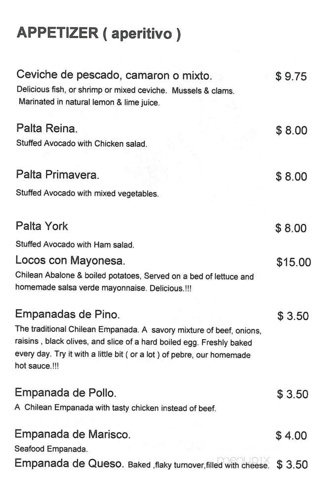 Las Llaves de Chile - Queens, NY menu_pic