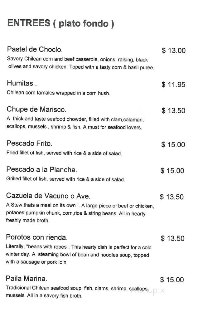 Las Llaves de Chile - Queens, NY menu_pic