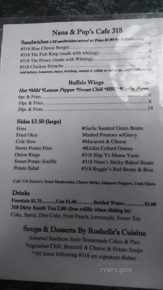 Cafe 318 - Austell, GA menu_pic