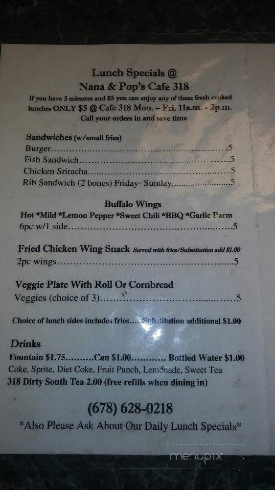 Cafe 318 - Austell, GA menu_pic