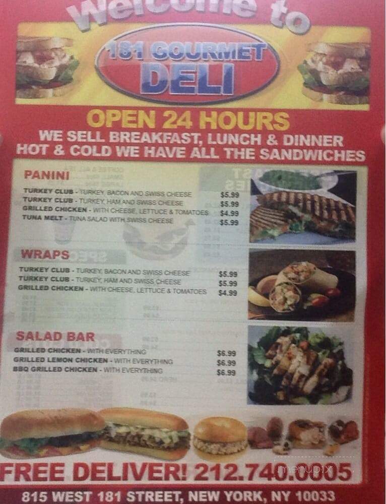 181 Gourmet Deli - New York, NY menu_pic
