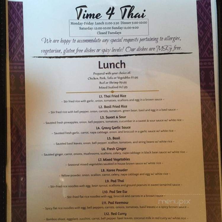 Time 4 Thai - Louisville, KY menu_pic