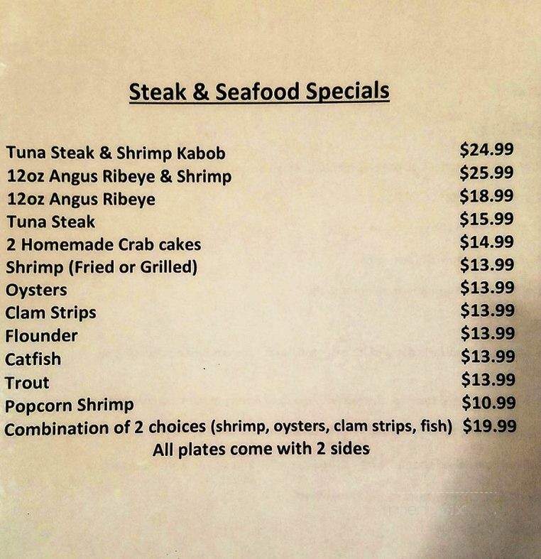 King Street Grill - Windsor, NC menu_pic