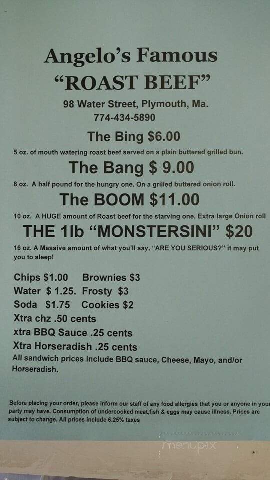 Angelo's Famous Roast Beef - Plymouth, MA menu_pic