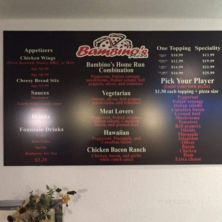 Bambino's Pizza - Coulterville, CA menu_pic