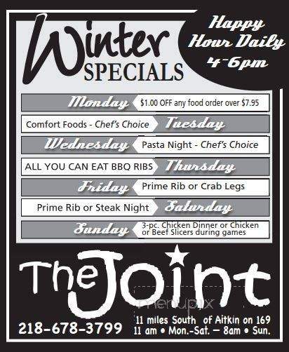 The Joint - Aitkin, MN menu_pic