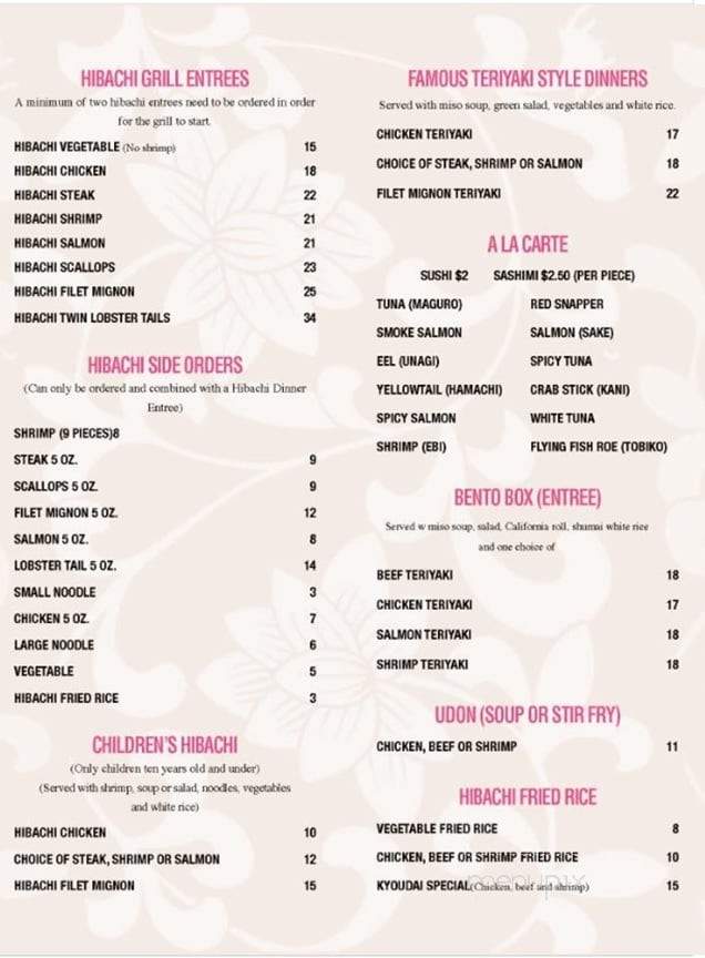 Kyoudai Hibachi & Sushi Steakhouse - Wantagh, NY menu_pic