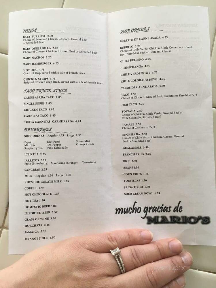 Mario's Traditional Mexican Food - Chowchilla, CA menu_pic