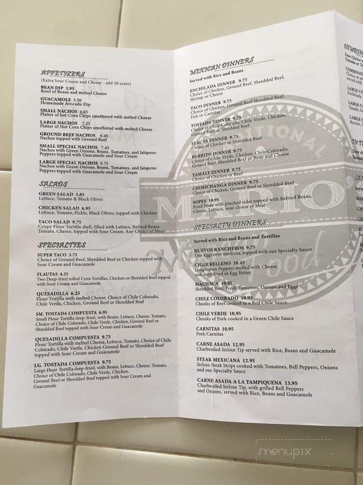 Mario's Traditional Mexican Food - Chowchilla, CA menu_pic