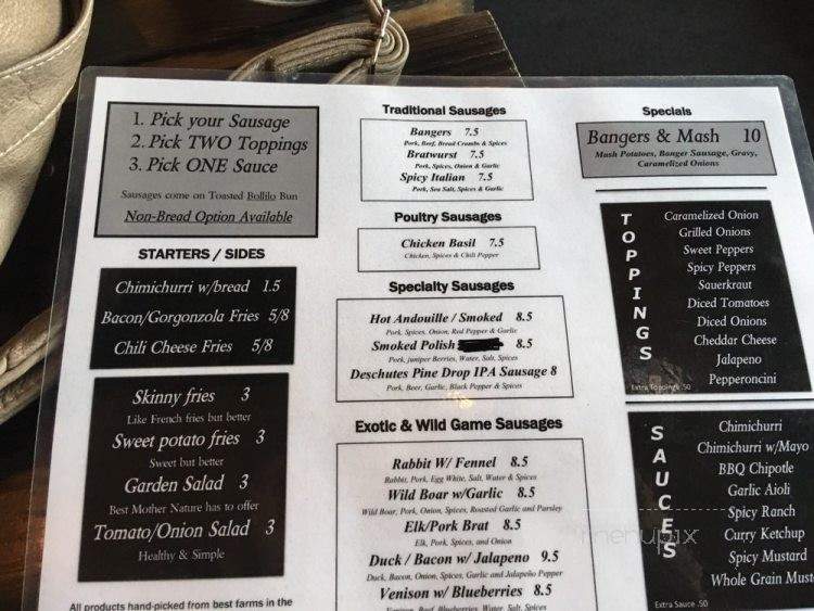Bangers & Brews - Bend, OR menu_pic