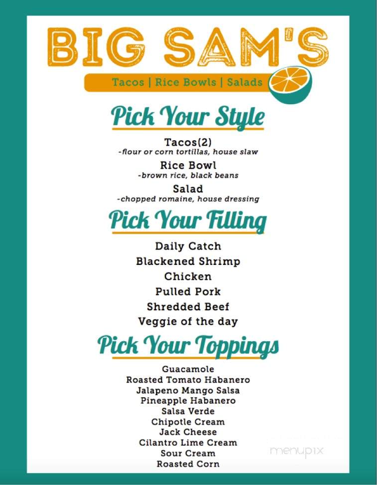 Big Sam's Tacos - Provincetown, MA menu_pic