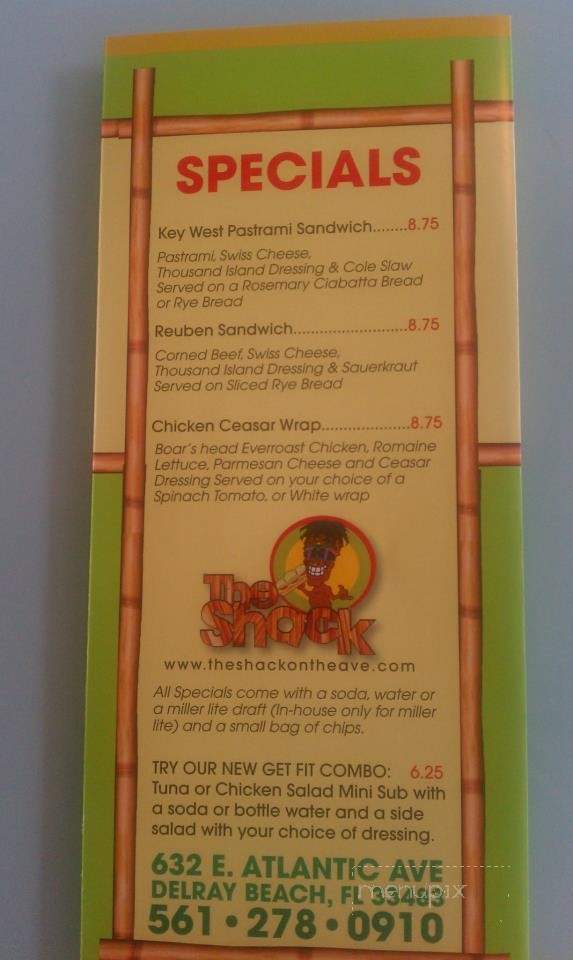The Shack on the Ave - Delray Beach, FL menu_pic
