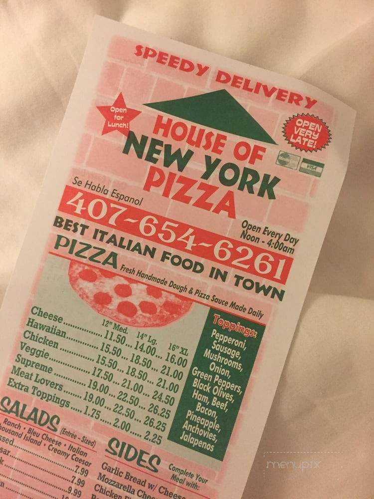 House of New York Pizza Aka Pizza Buffet - Kissimmee, FL menu_pic
