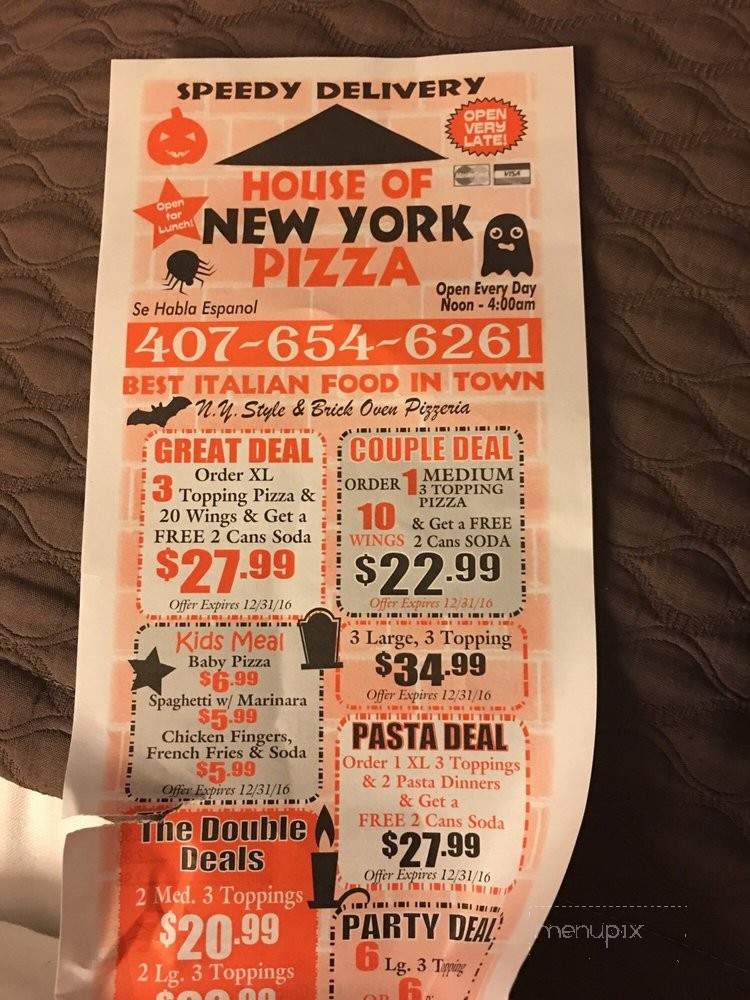 House of New York Pizza Aka Pizza Buffet - Kissimmee, FL menu_pic