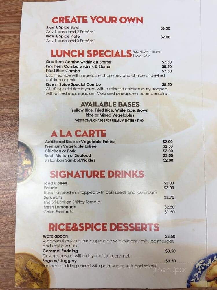 Rice N' Spice - Anaheim, CA menu_pic