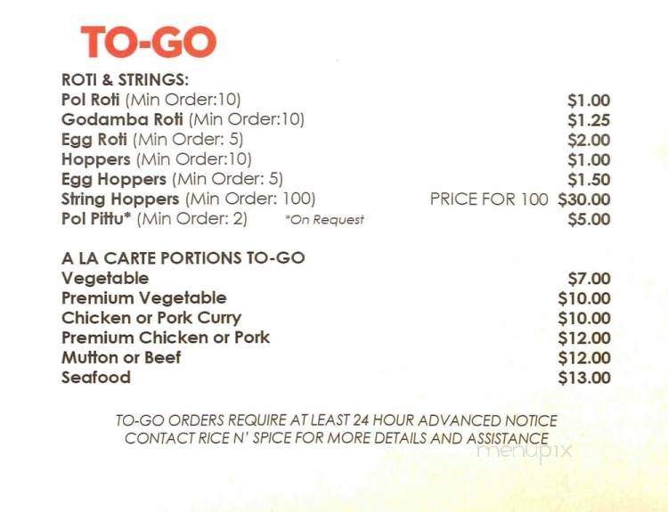 Rice N' Spice - Anaheim, CA menu_pic
