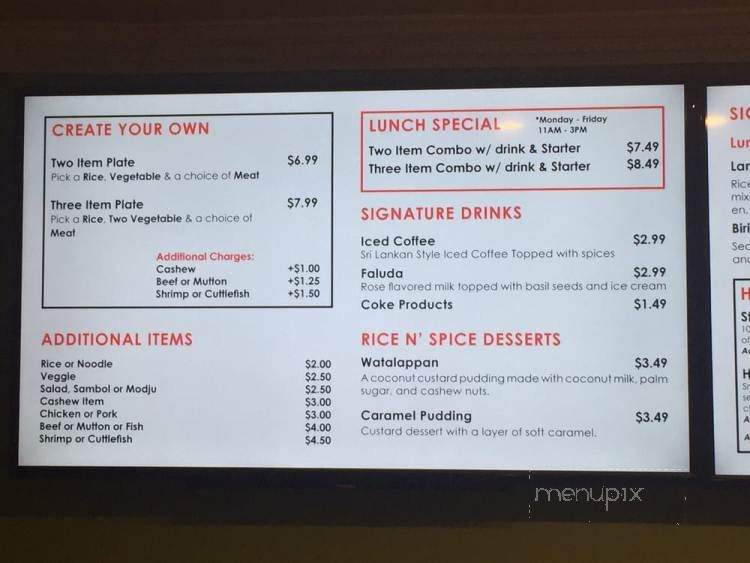 Rice N' Spice - Anaheim, CA menu_pic