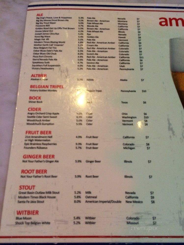 American Beer and Cocktails - Las Vegas, NV menu_pic