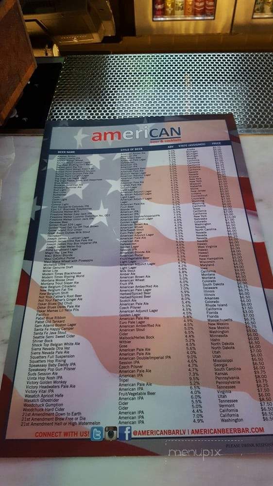 American Beer and Cocktails - Las Vegas, NV menu_pic