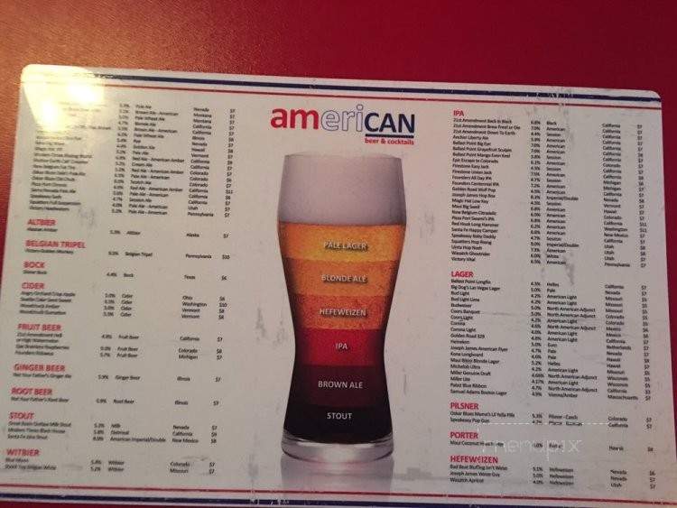 American Beer and Cocktails - Las Vegas, NV menu_pic