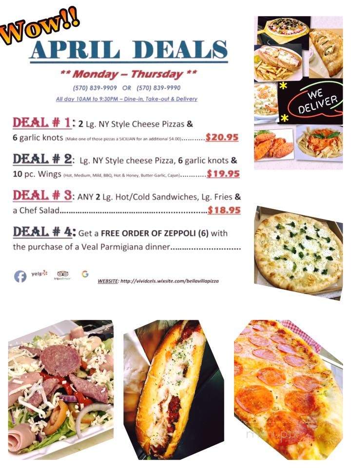 Bella Villa Pizza - Mount Pocono, PA menu_pic