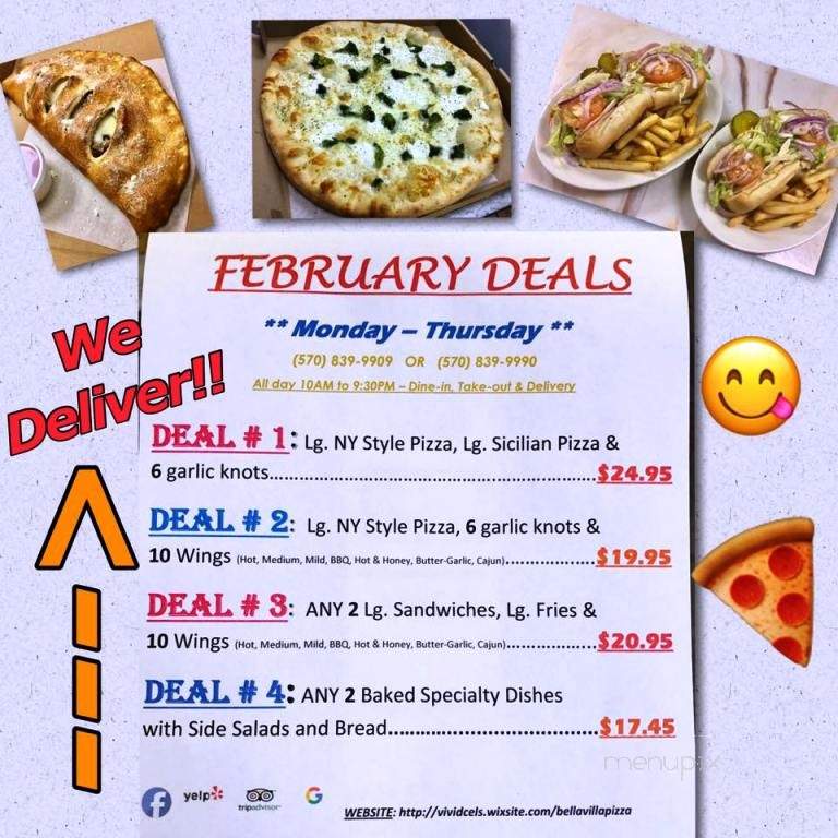 Bella Villa Pizza - Mount Pocono, PA menu_pic