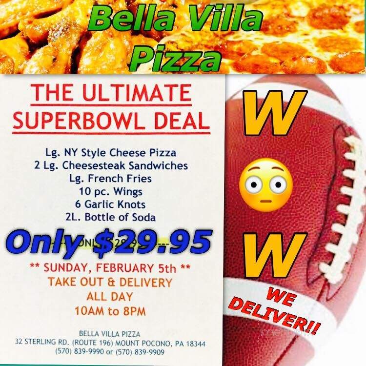 Bella Villa Pizza - Mount Pocono, PA menu_pic