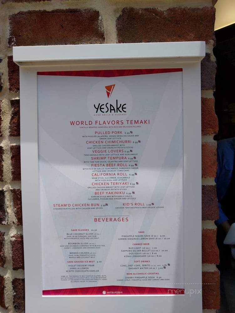 YeSake - Orlando, FL menu_pic