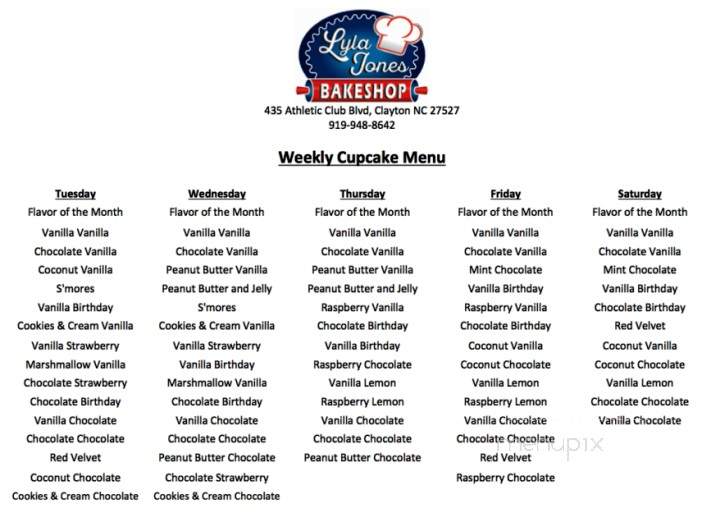 Lyla Jones Bake Shop - Clayton, NC menu_pic