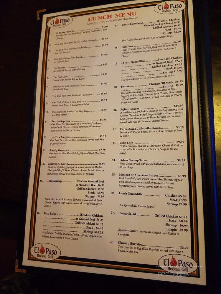 El Paso - Hinesville, GA menu_pic