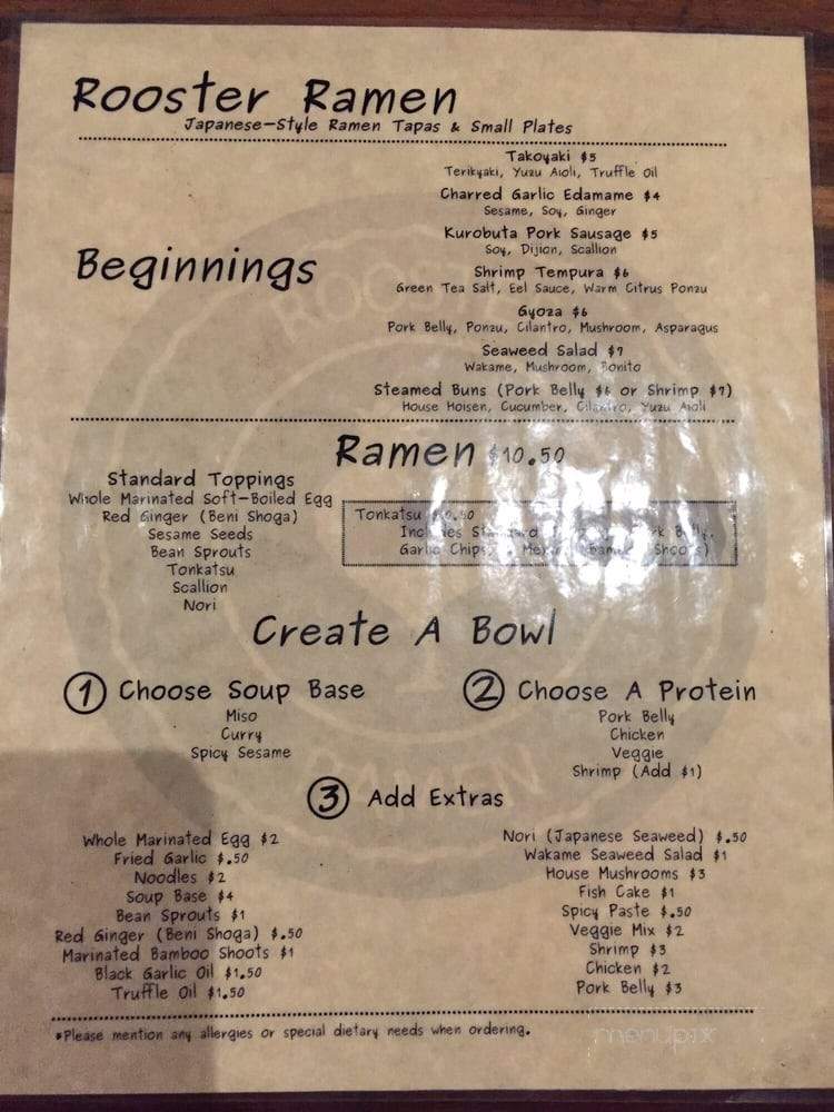 Rooster Ramen - Cardiff, CA menu_pic