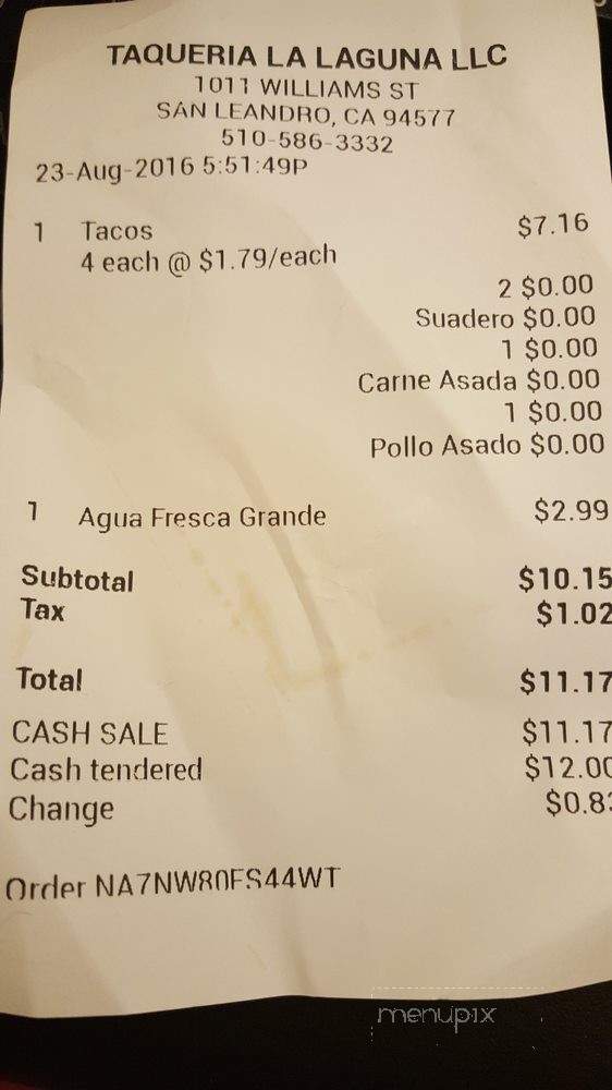 Taqueria La Laguna - San Leandro, CA menu_pic