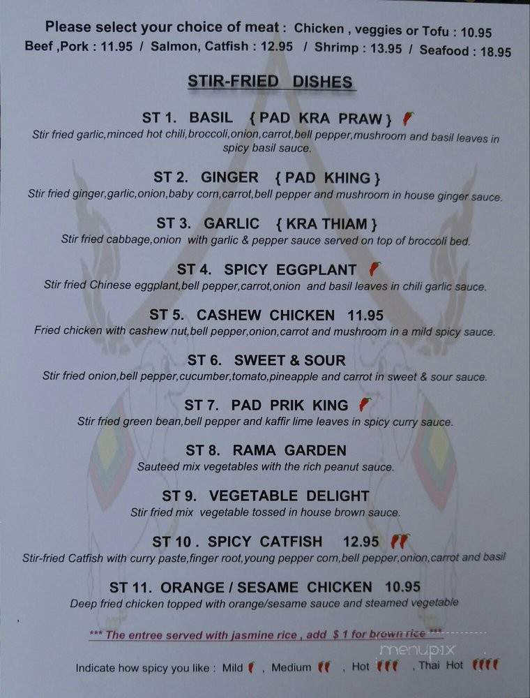 Siam Thai Restaurant - Asheville, NC menu_pic