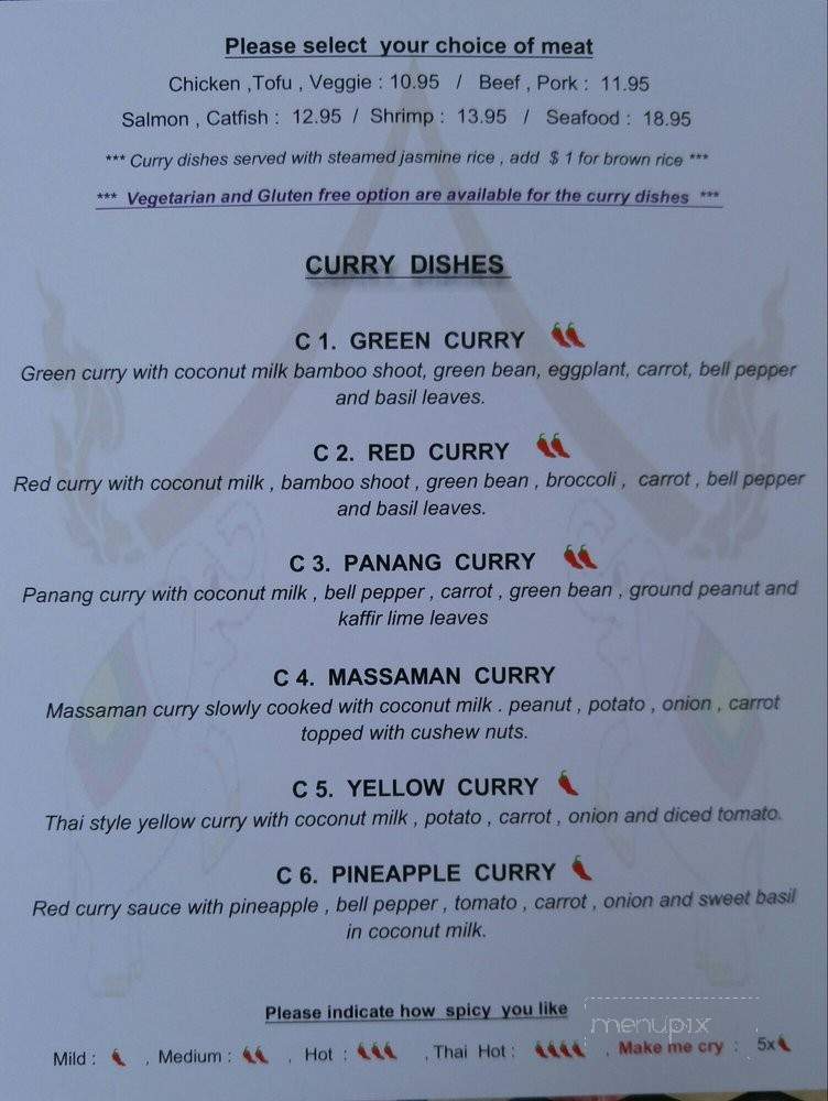 Siam Thai Restaurant - Asheville, NC menu_pic