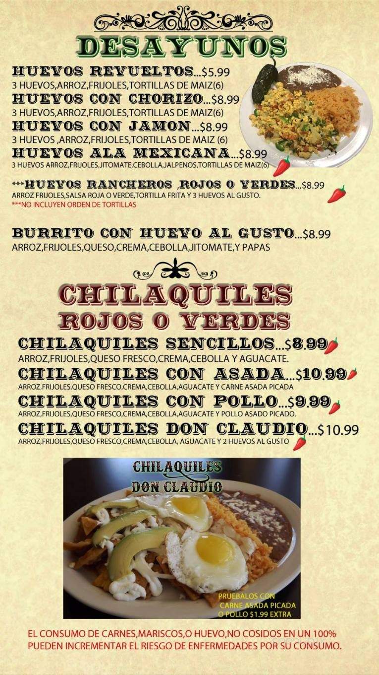 Taqueria Don Claudio - Lithia Springs, GA menu_pic