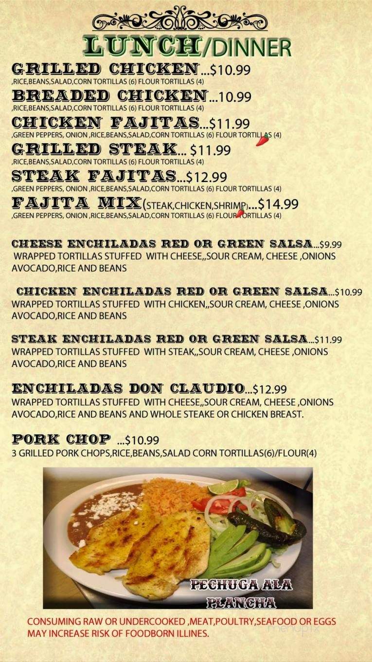 Taqueria Don Claudio - Lithia Springs, GA menu_pic