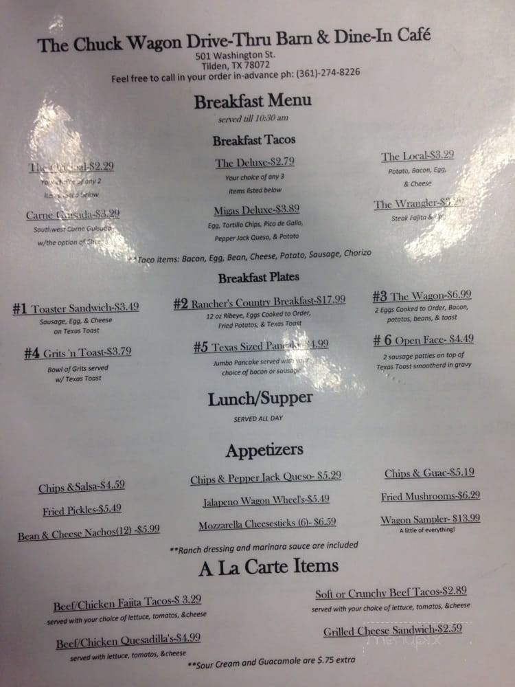 The Chuck Wagon - Tilden, TX menu_pic