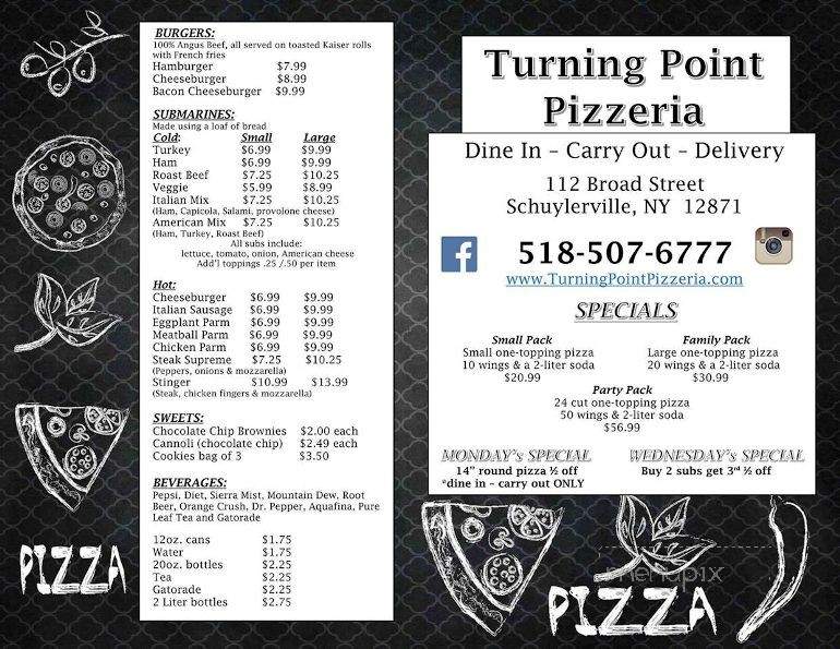 Turning Point Pizzeria - Schuylerville, NY menu_pic